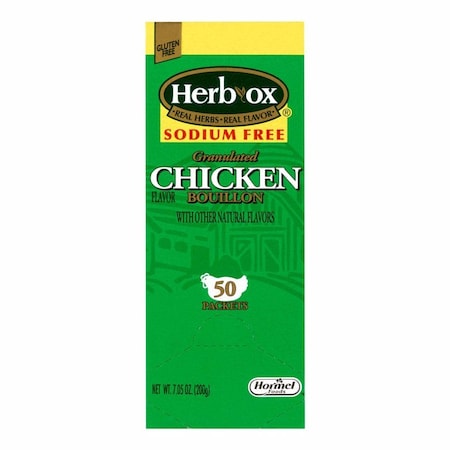 Herb-Ox Sodium Free Instant Broth Chicken Flavor Liquid 8 oz. Individual Packet, 50PK 36087